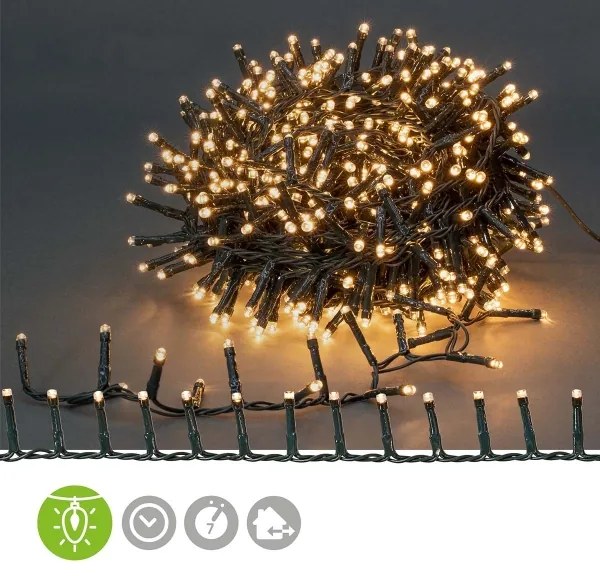 Nedis CLCC400 - Ghirlandă LED pentru exterior, 400 LED, 7 moduri de iluminare, 11 m, IP44, alb cald