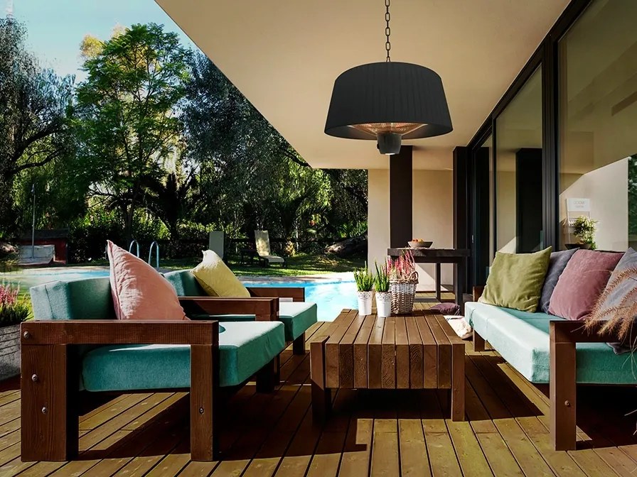 Încalzitor electric suspendat de terasa exterior cu iluminat si telecomanda IP44 Heat I