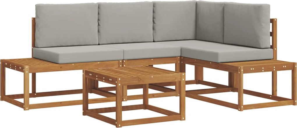 vidaXL Set de canapele de exterior 5 Bucată Gri natural și deschis