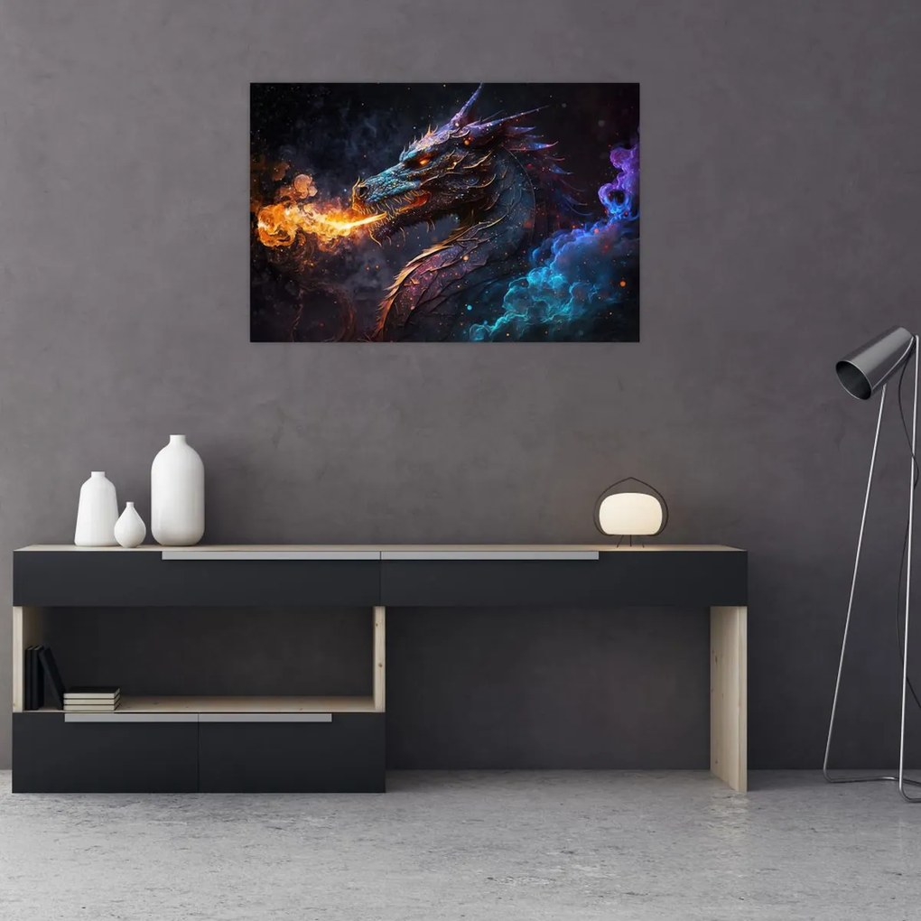 Tablou - Dragon scuipând flăcări (90x60 cm)