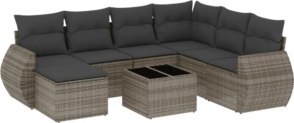 vidaXL Set canapele de grădină cu perne, 8 piese, gri, poliratan