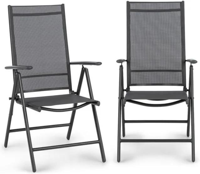 Blumfeldt Almeria Garden Chair, scaun pliabil, set de 2 bucăți, 56,5 x 107 x 68 cm, ComfortMesh, antracit