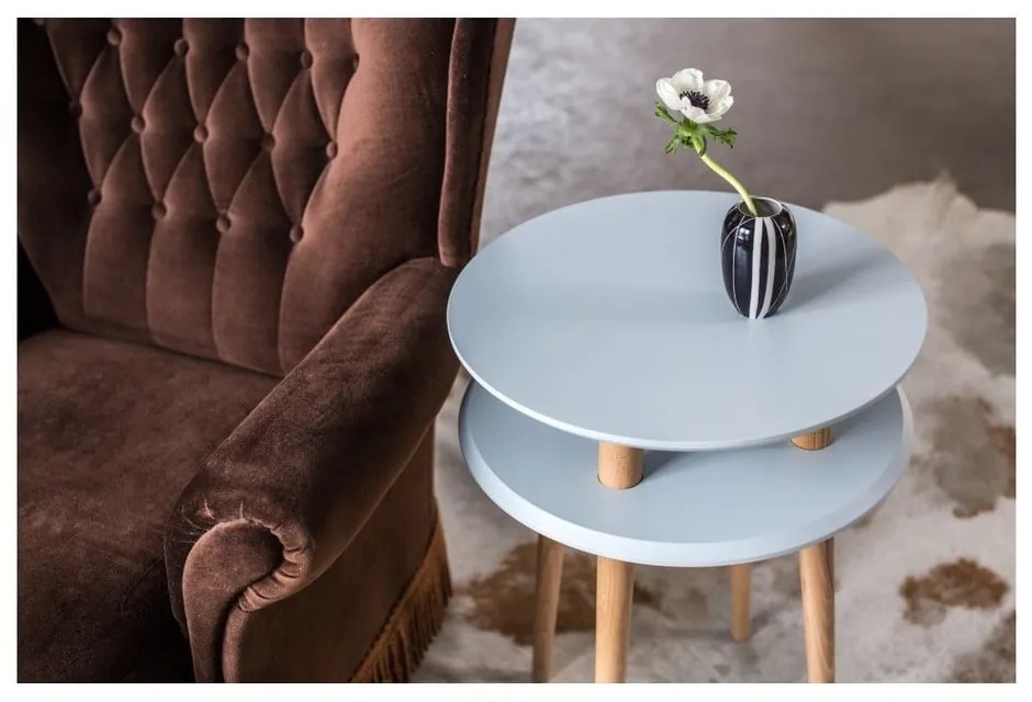 Masă de cafea cu picioare din lemn Ragaba UFO, Ø 70 cm, gri închis