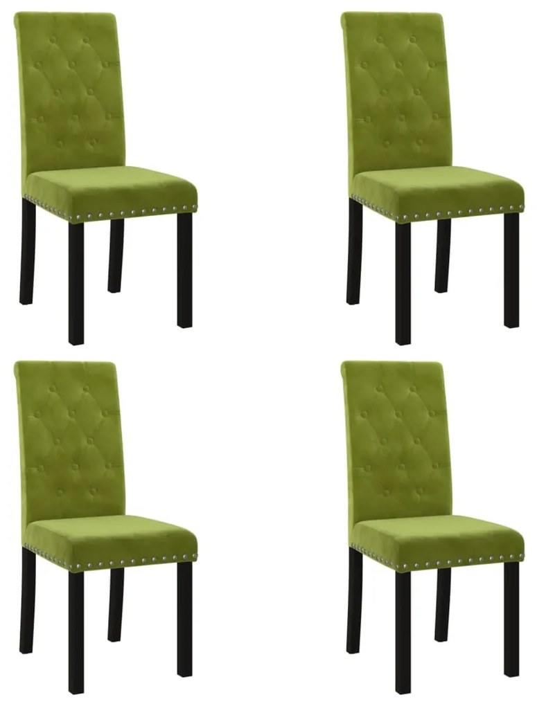 336880 vidaXL Scaune de bucătărie, 4 buc., verde deschis, catifea