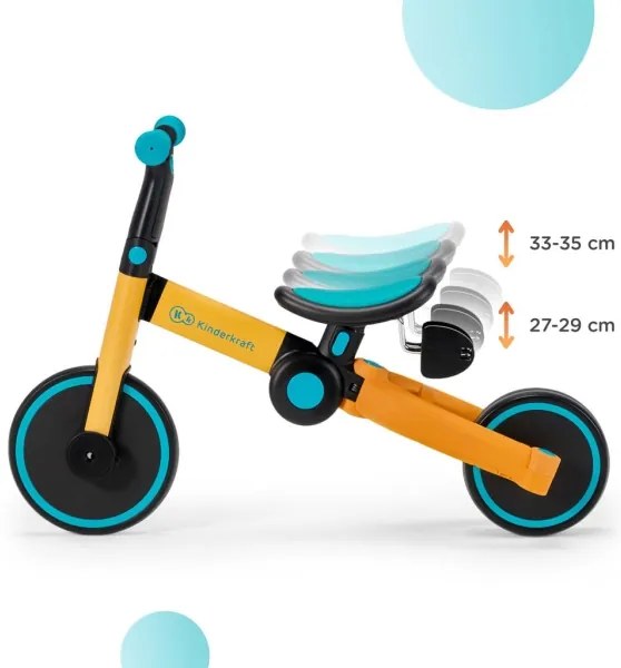 KINDERKRAFT 3în1 tricicletă pentru copii 4TRIKE galben/turcoaz
