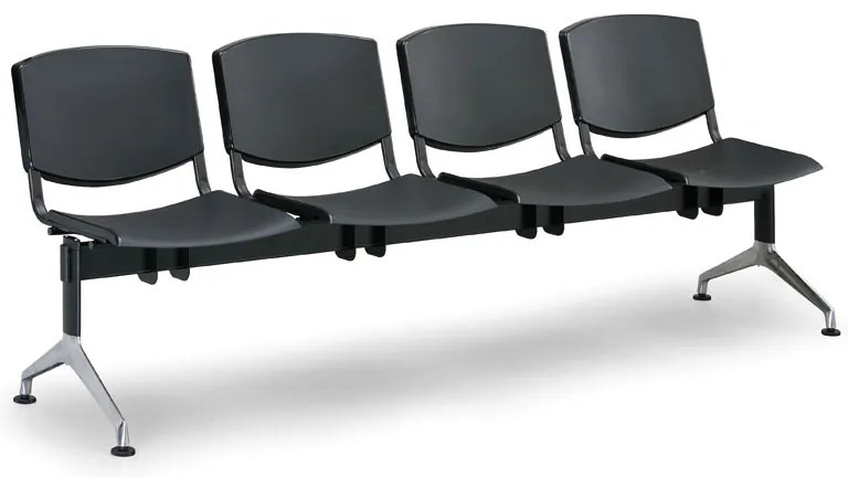 Bancă de design din plastic, 4 locuri, galbenă