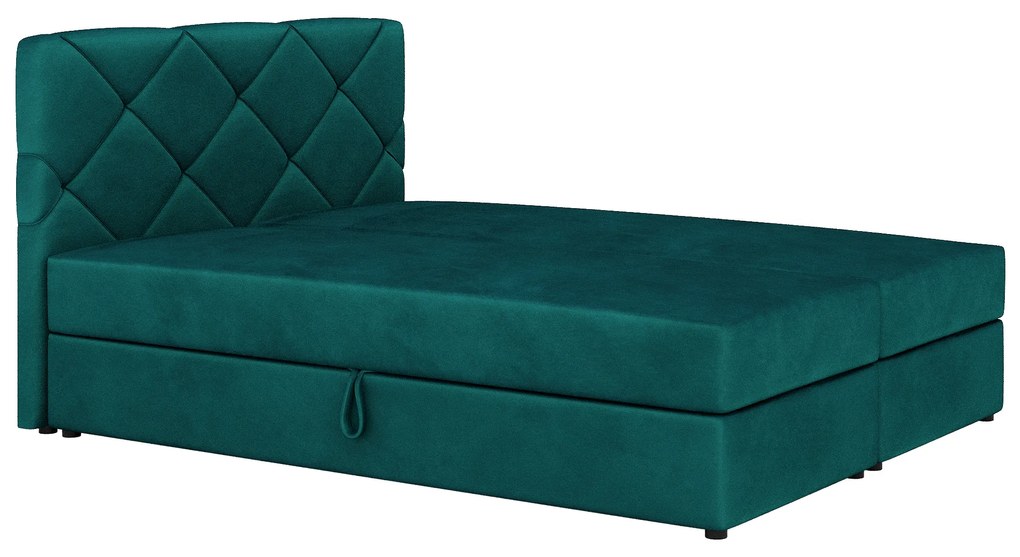 Pat matrimonial Boxspring 140x200 cm Karum (cu saltea și somieră) (verde închis). 1007772