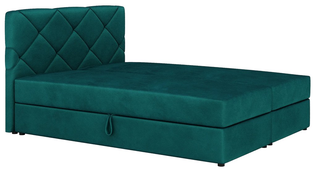 Zondo Pat matrimonial Boxspring 140x200 cm Karum (cu saltea și somieră) (verde închis). 1007772