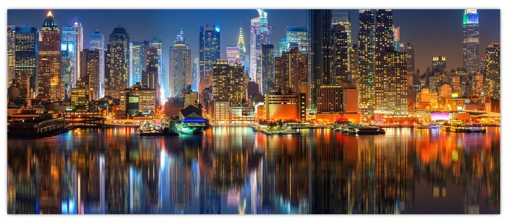 Tablou cu Manhattan noaptea (120x50 cm)