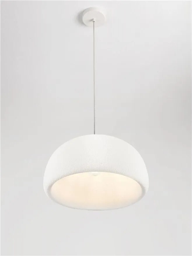 Lustra suspendata cu textura granulata Davo 43cm, alb piatra