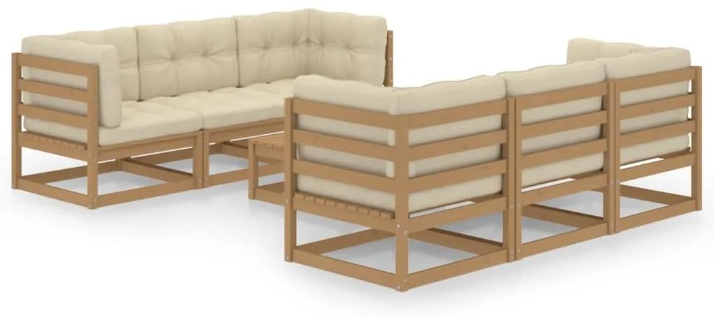 3076387 vidaXL Set mobilier de grădină cu perne, 7 piese, lemn masiv de pin