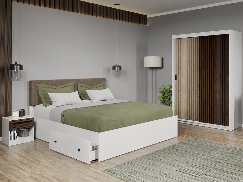 Set mobila dormitor 4 piese Cedric Natur/Maro C20