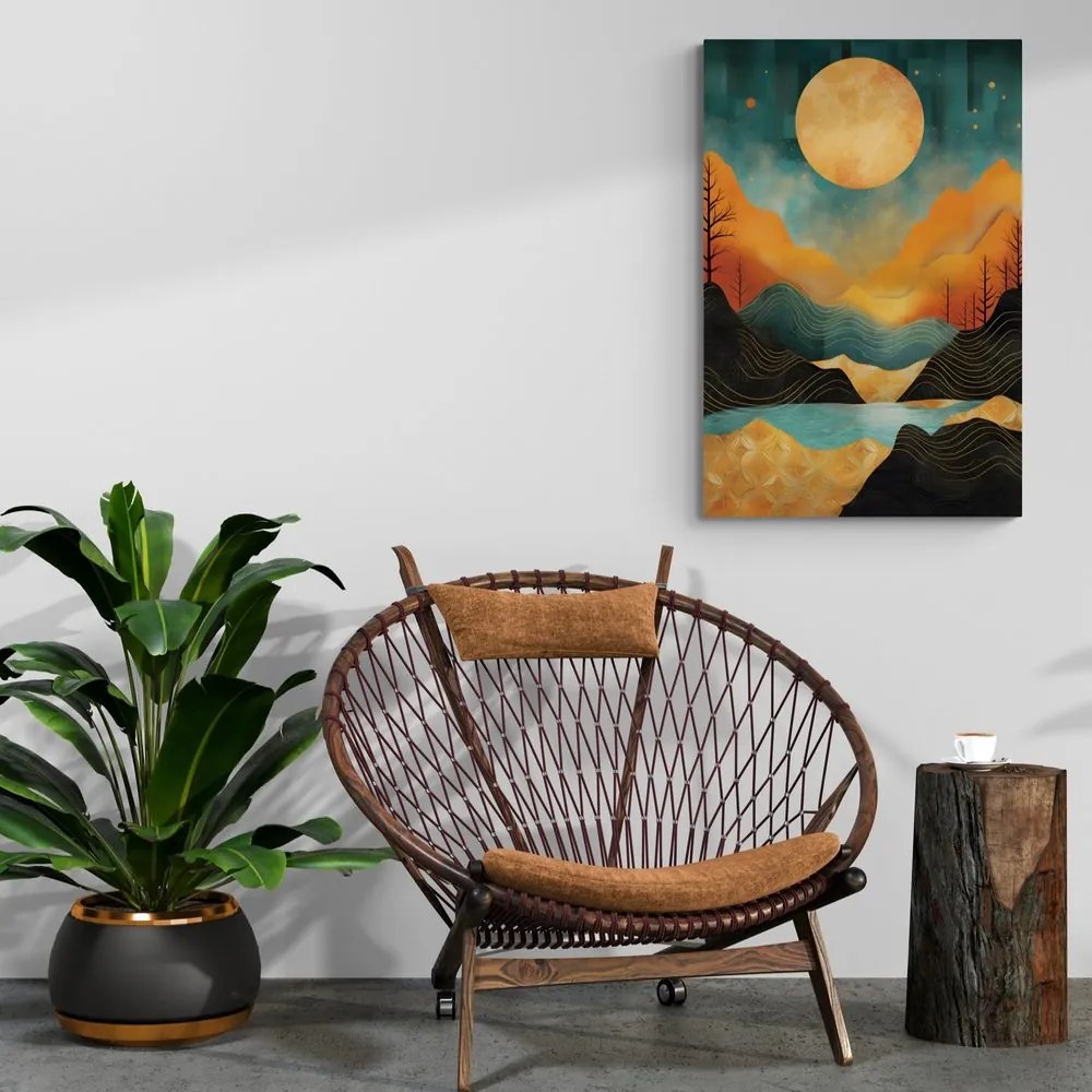 Tablou apus abstract cu tentă de lux