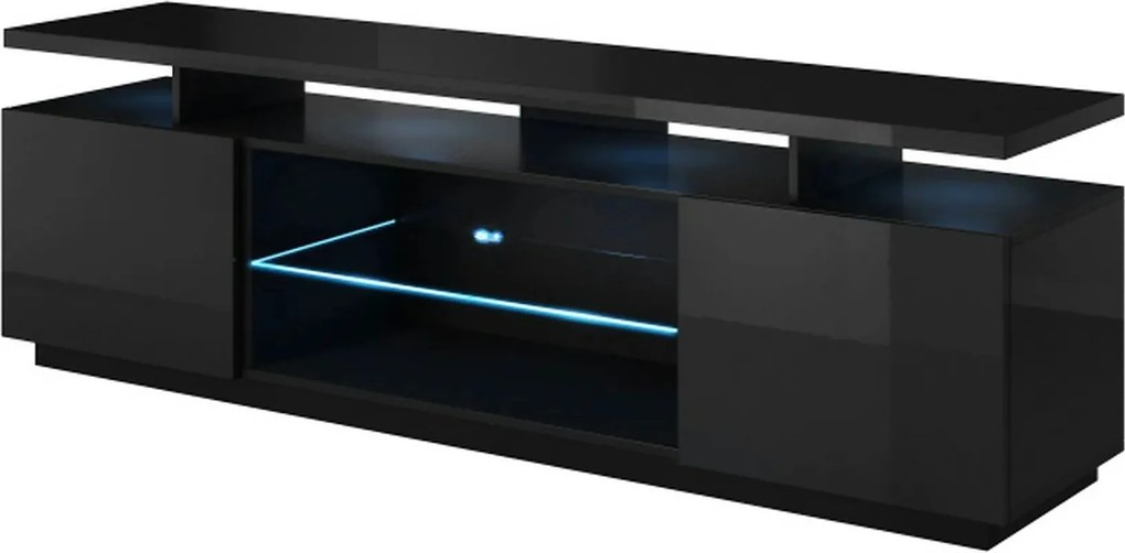 Comoda TV EVA, negru, PAL laminat, 180x40x56 cm