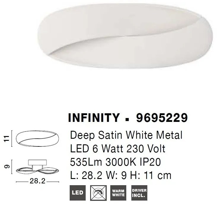 Aplica de perete LED design modern Infinity alb satin