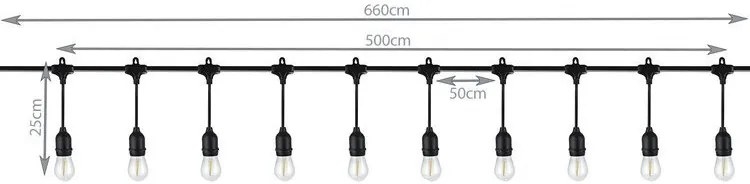 ShopJK LANȚ DE LUMINI DECORATIV - 5M - 24V - IP44 - 15617