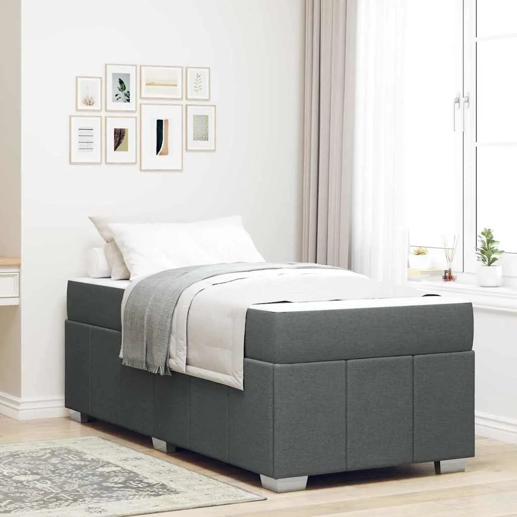 vidaXL Cadru de pat Gri închis 90 x 190 cm țesătură