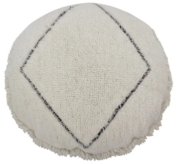 Taburet alb cu tapițerie din lână Berber Soul – Lorena Canals