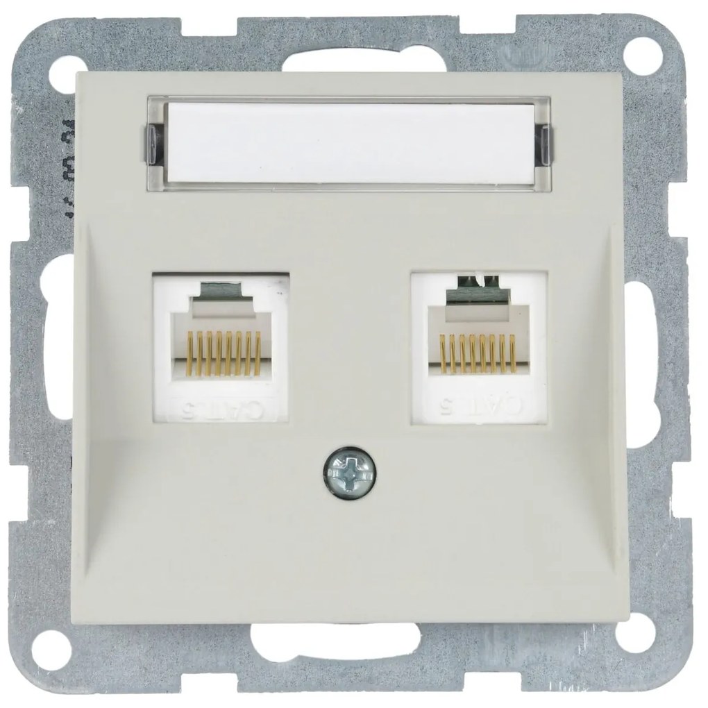 Priza dubla internet cat 5E, IP20, Sandstone, Panasonic Karre Plus 55 Soft Touch