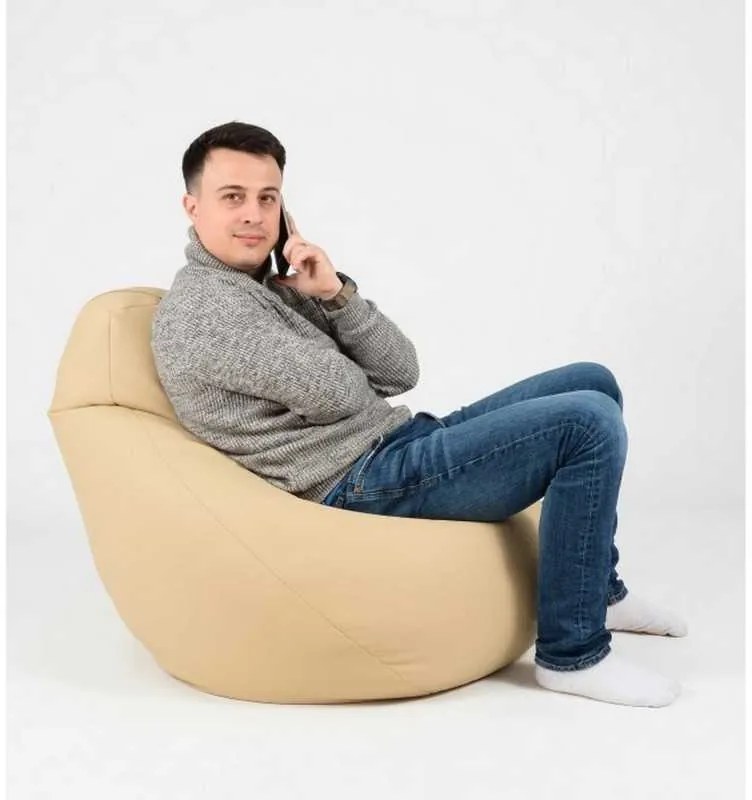 Fotoliu Nirvana Hobbit Pufrelax, Material Piele ecologica - Nude