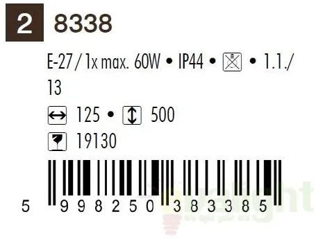 Stalp exterior H-50cm, IP44, Bonn 8338 RX