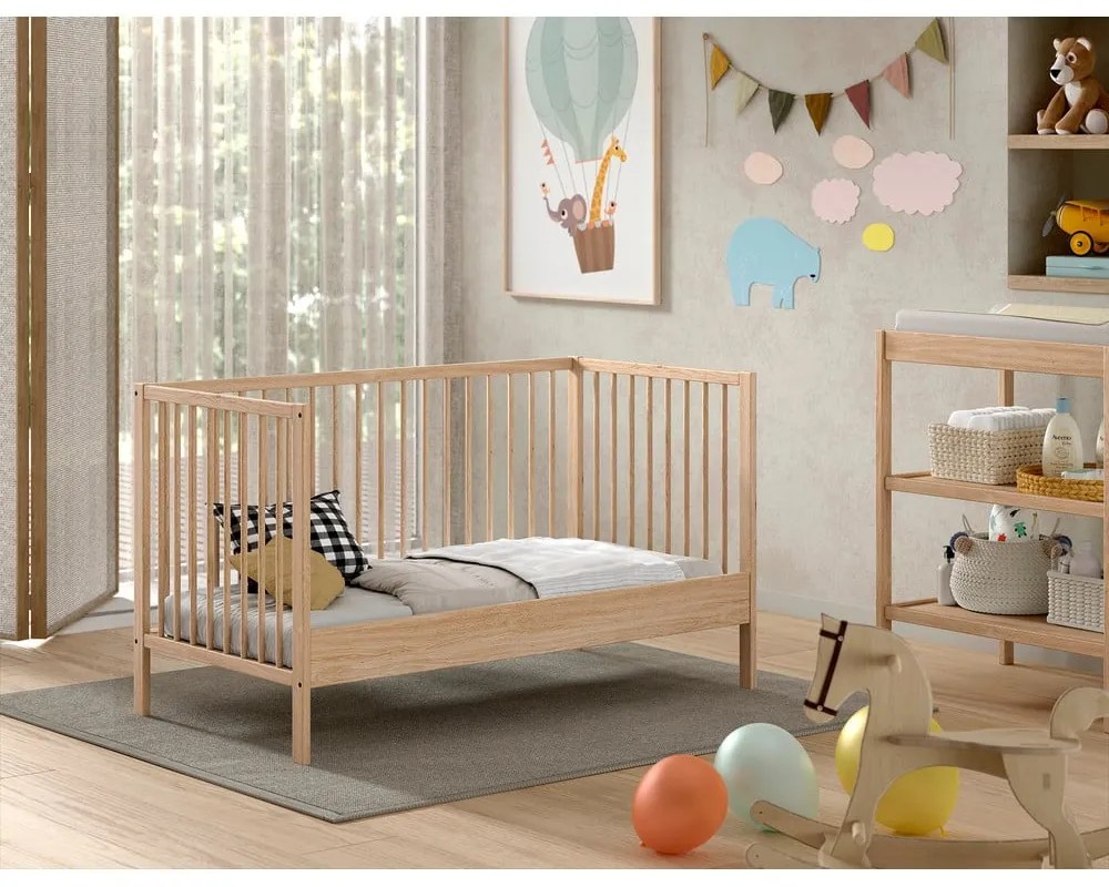 Pătuț în culoare naturală din lemn de pin 70x140 cm DINO – Vipack