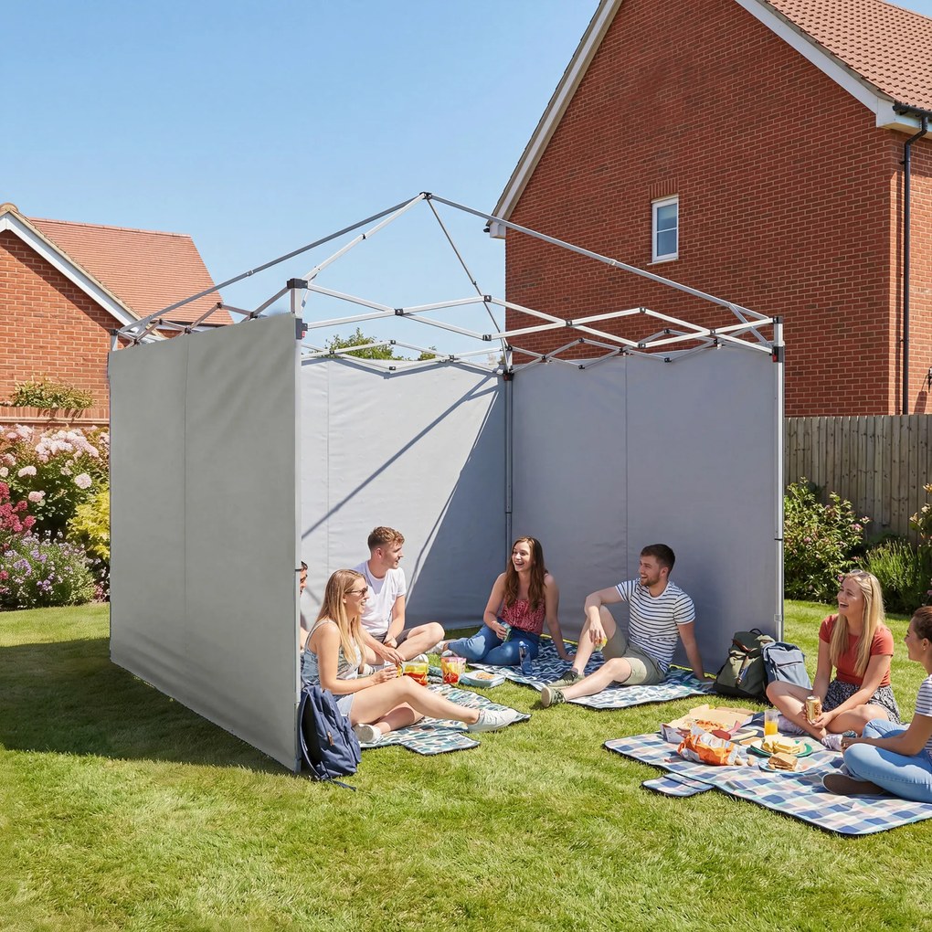 Outsunny Set de 3 piese panouri laterale cu fermoar pentru pavilion 3 x 3 m, gri deschis | Aosom Romania