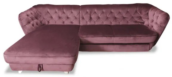 Coltar Extensibil Cu Lada Depozitare Retro, Stanga, Mov, 302 X 188 Cm