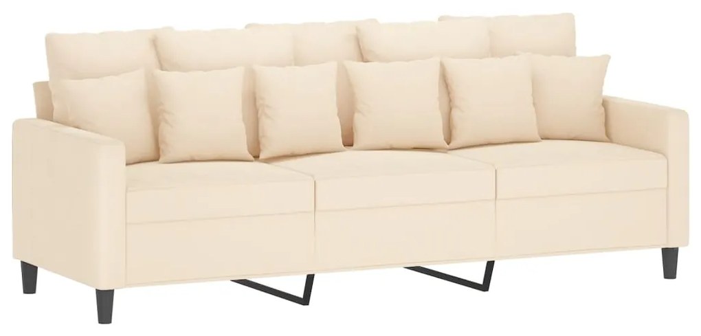 348893 vidaXL Canapea cu 3 locuri, crem, 180 cm, catifea
