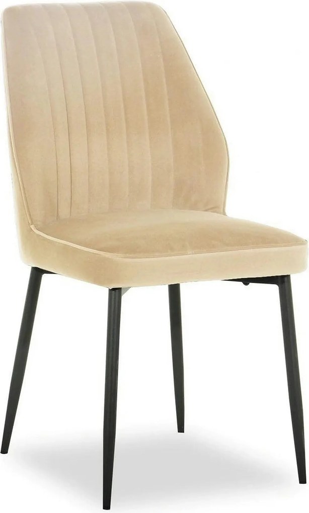 Scaun LEX, bej/negru, stofa catifelata/metal, 47x60x89 cm