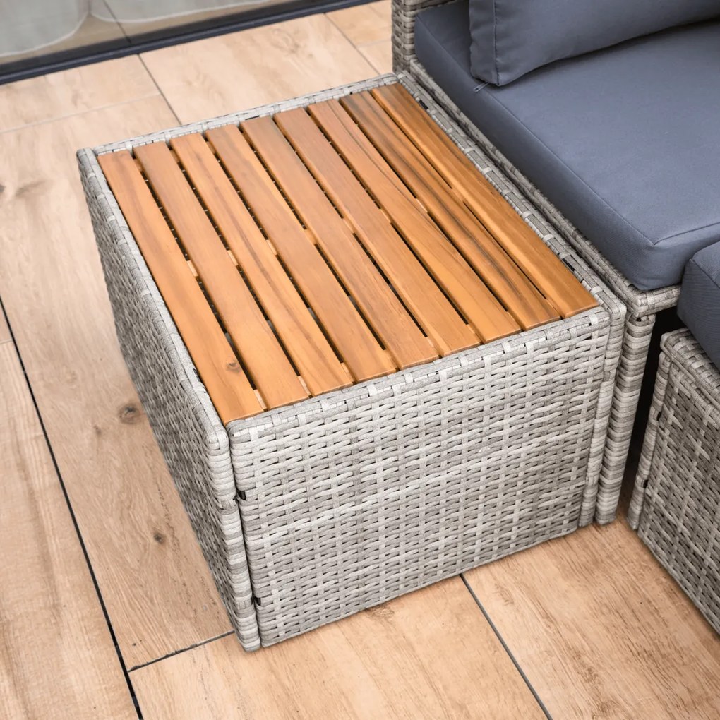 Set rattan de grădină DEBRA, gri/natural/crem