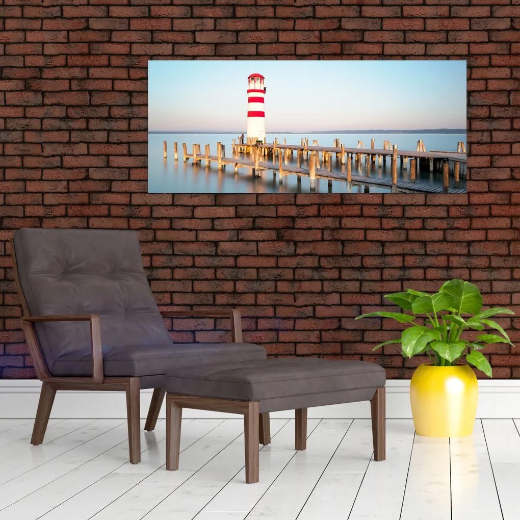 Tablou cu far la răsărit de soare (120x50 cm)