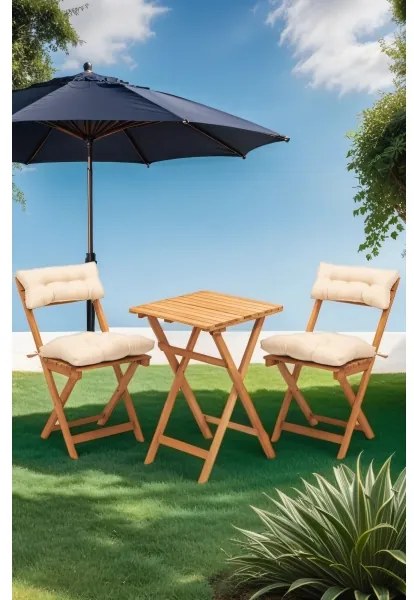 Set de balcon din fag cu perne