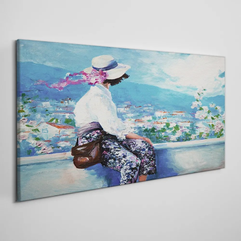 Tablou canvas Femei peisaj urban Munții