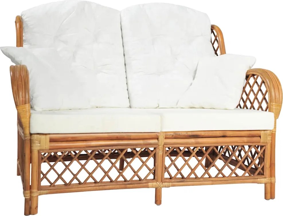 vidaXL Canapea de 2 locuri, maro deschis, ratan