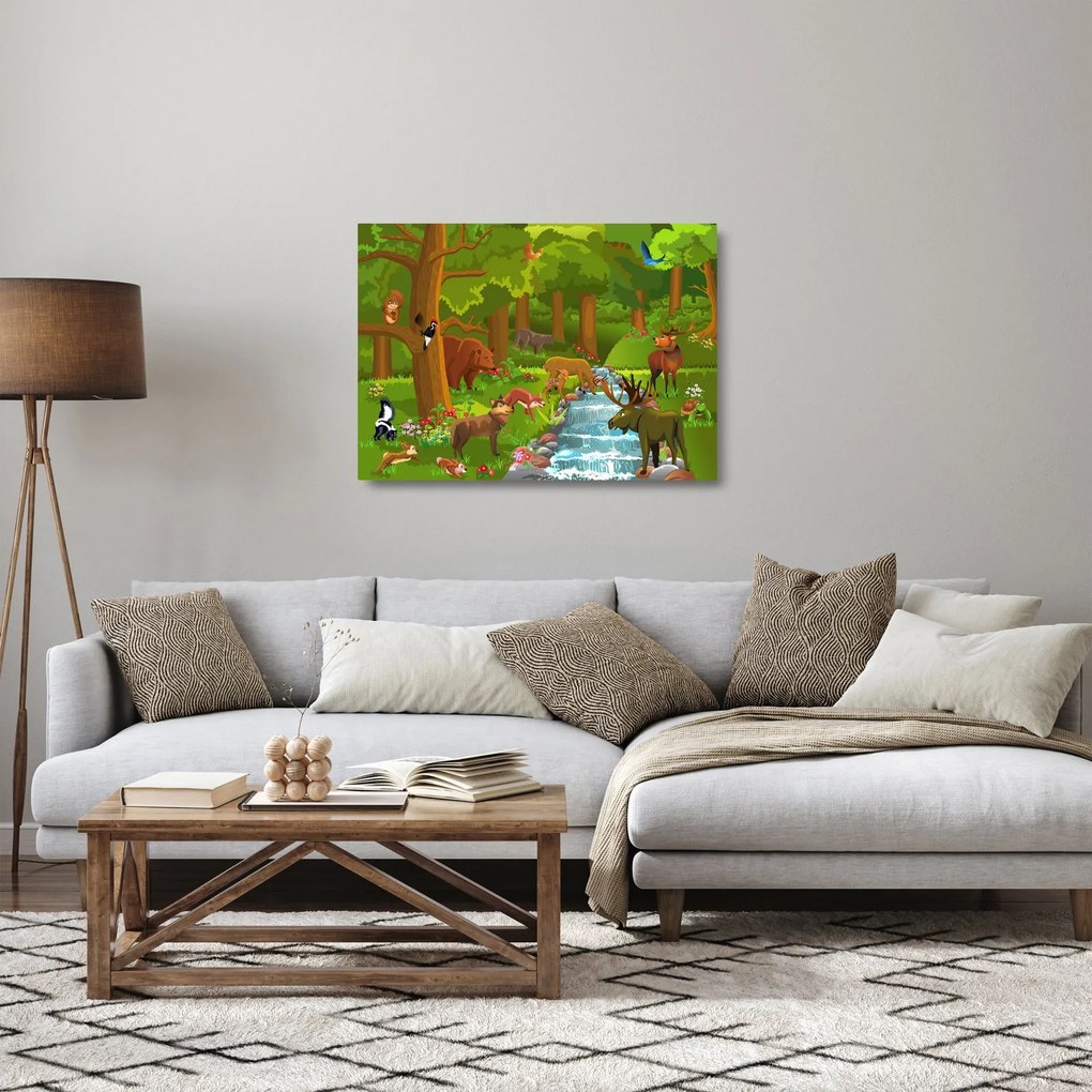Tablou pe sticlă pentru copii cu animale (70x50 cm)