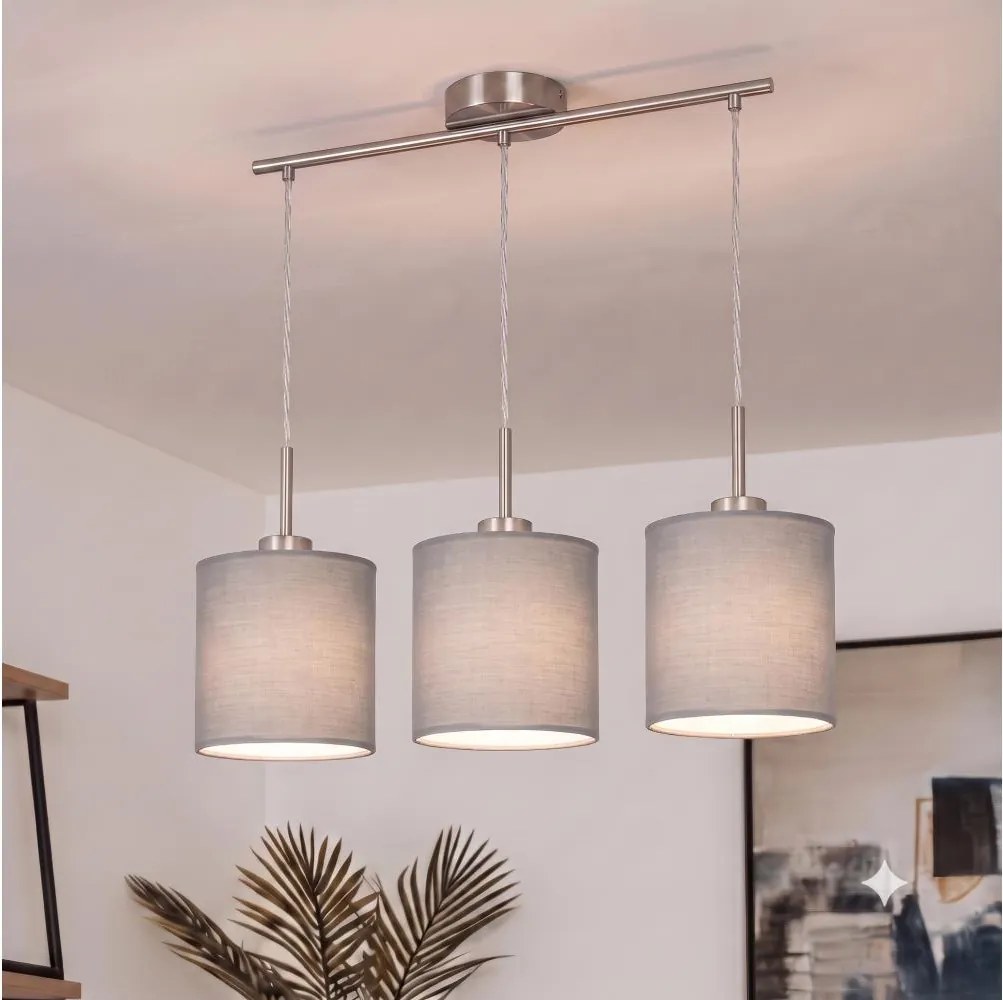 Brilagi - Lustru LED suspendat pe cablu NUBILA 3xE27/60W/230V, gri deschis
