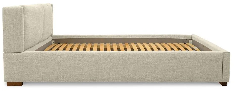 Pat matrimonial bej tapițat cu somieră 160x200 cm Dreamer – Scandic