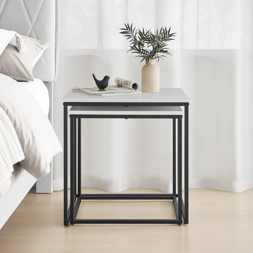 Set 2 piese mese de cafea QUADRO, albe