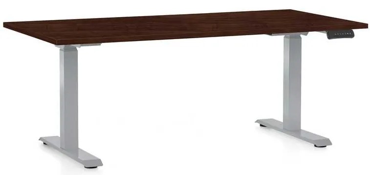 Masă înălțime reglabilă OfficeTech D, 160 x 80 cm, picioare gri, wenge