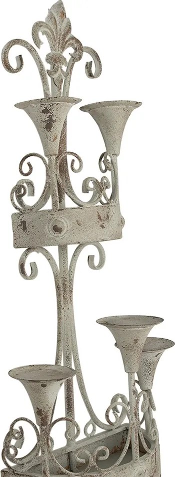 Sfesnic 10 lumanari, verde, din metal, aspect vintage, 44x21x144 cm