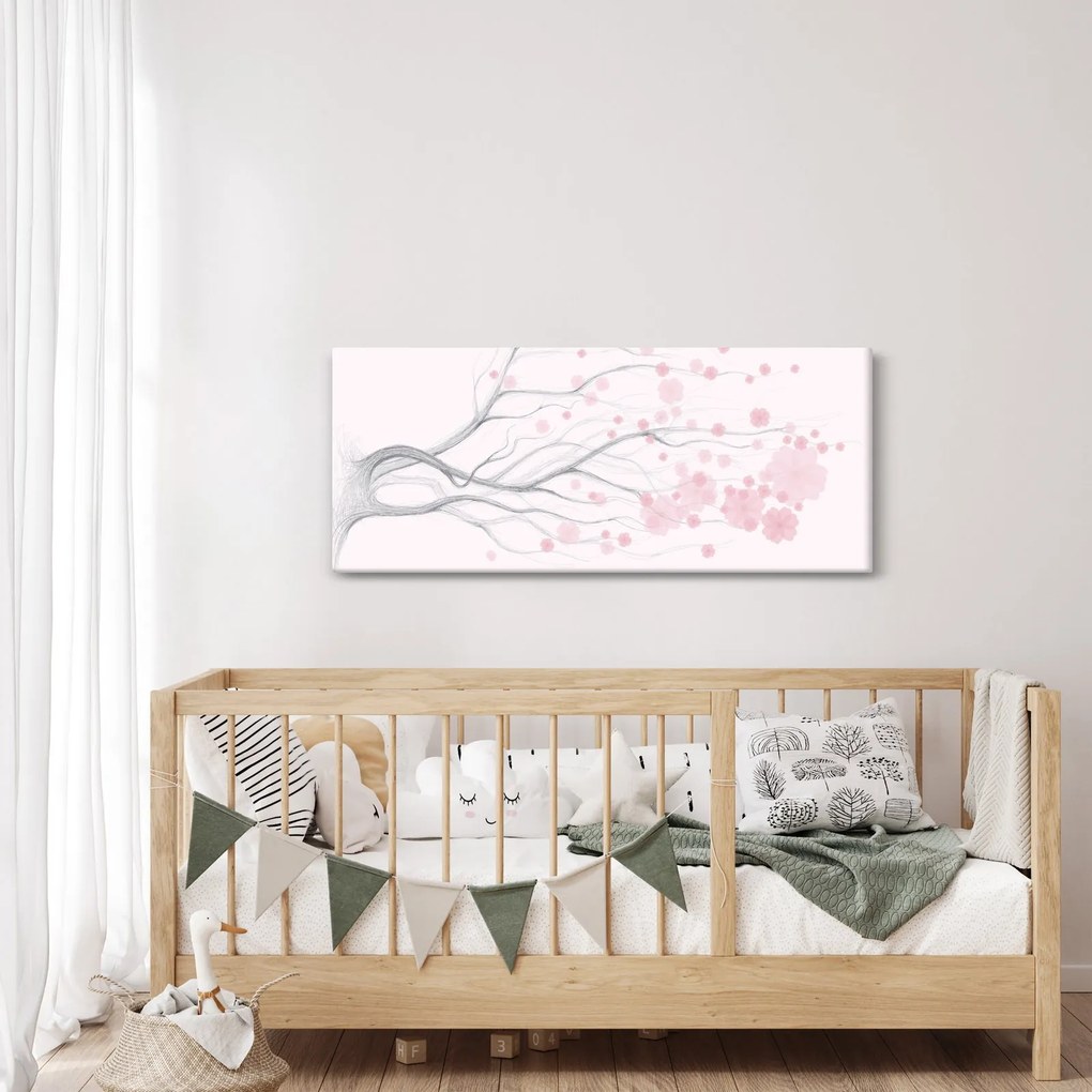 Tablou - Flori roz (120x50 cm)