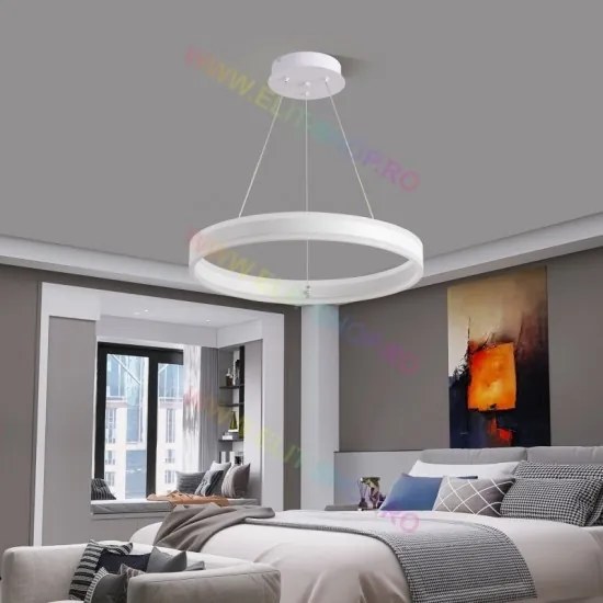 Lustra LED Cu Telecomanda, Elit's Esn1768/500D-W, 124W, ALB