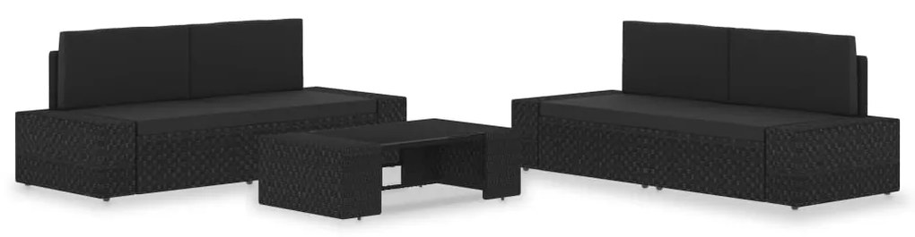 vidaXL Set mobilier de grădină, 5 piese, negru, poliratan