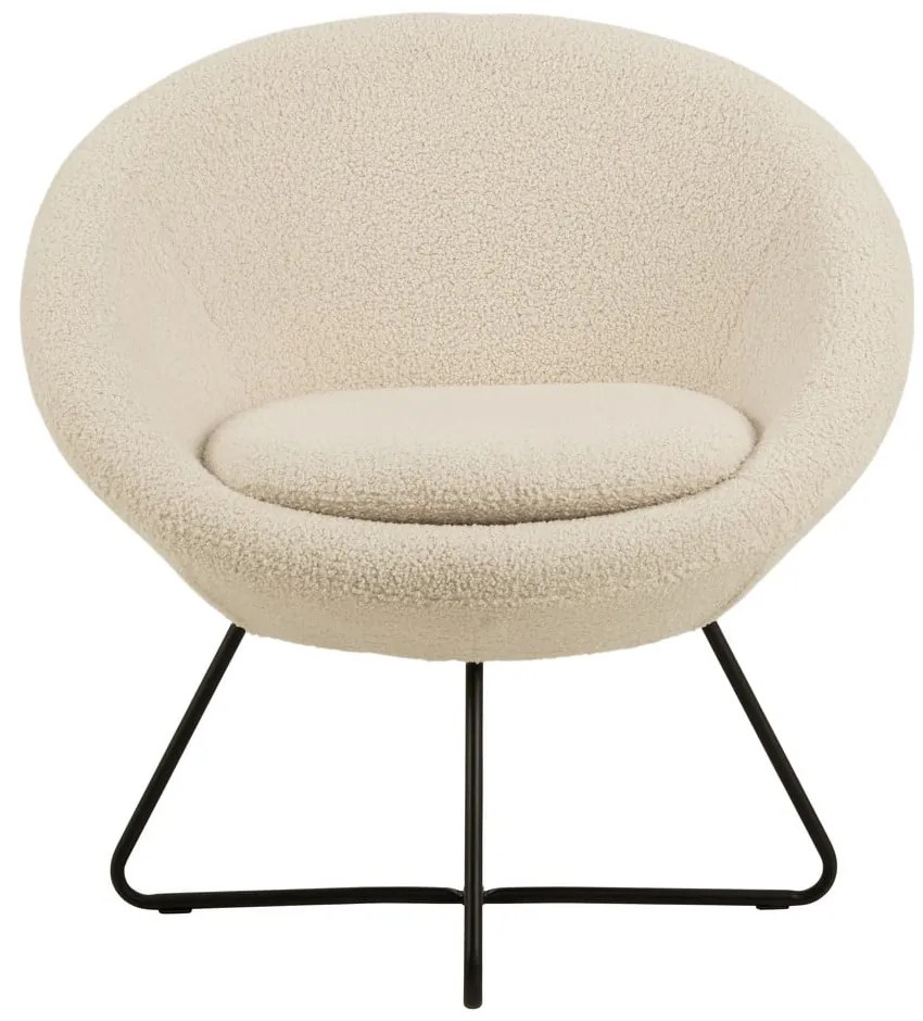 Fotoliu cu tapițerie din lână sintetică Actona Center, alb - crem