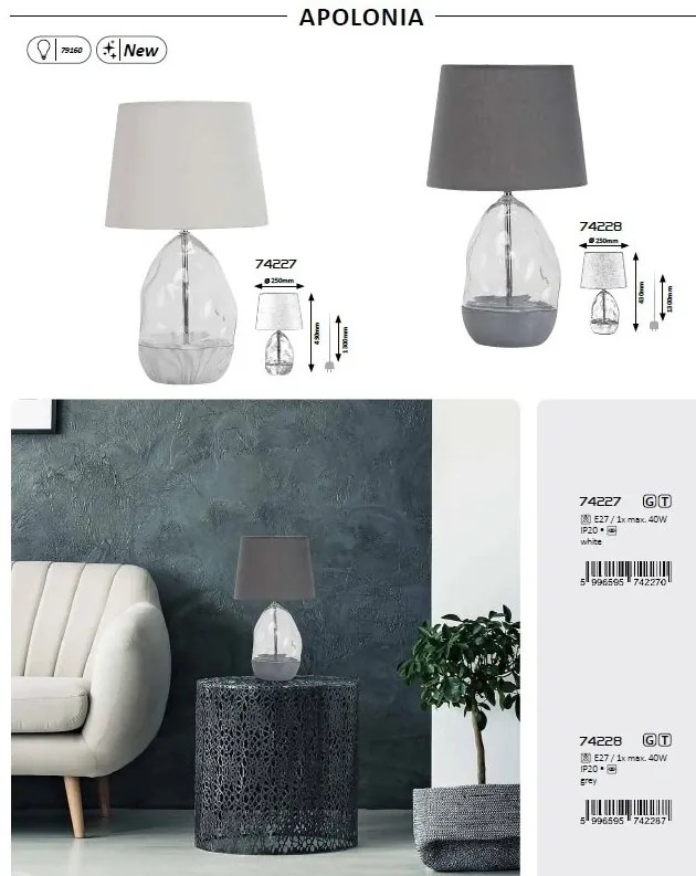 Veioza/Lampa de masa decorativa Apolonia gri
