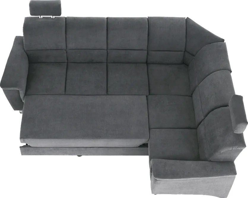 Colţar extensibil, material textil gri, model dreapta, SANTIAGO