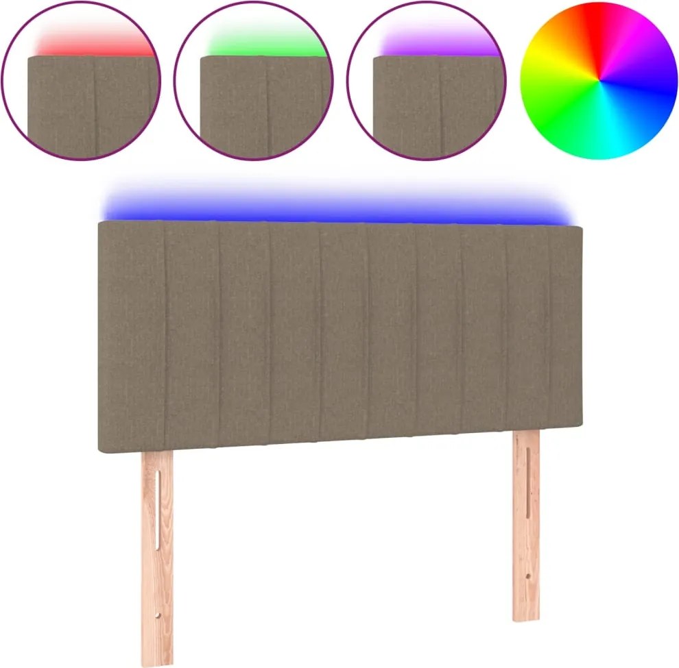 vidaXL Tăblie de pat cu LED, gri taupe, 100x5x78/88 cm, textil