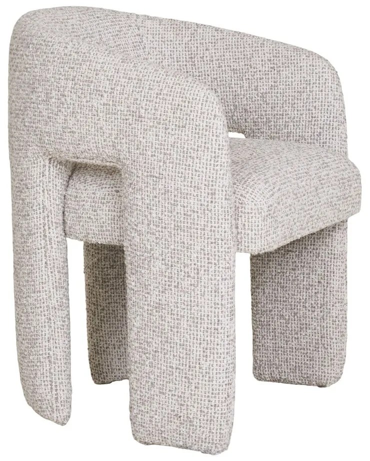 Scaun de sufragerie gri deschis cu cotiere tapițat Monroe – House Nordic