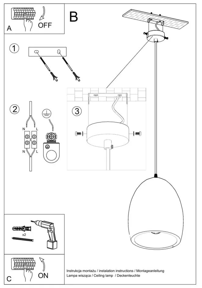 Lustră albă cu abajur din ceramică ø 30 cm Fonsie – Sollux